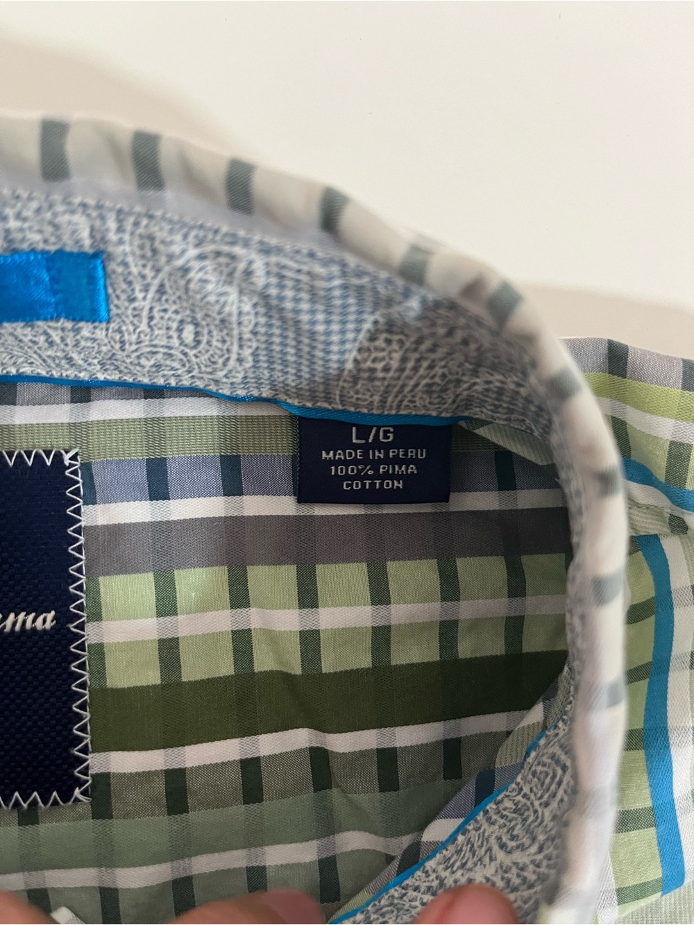 Tommy Bahama Luxury Pima Cotton Long Sleeve Shirt Green Multi-Color L - Picture 4 of 7